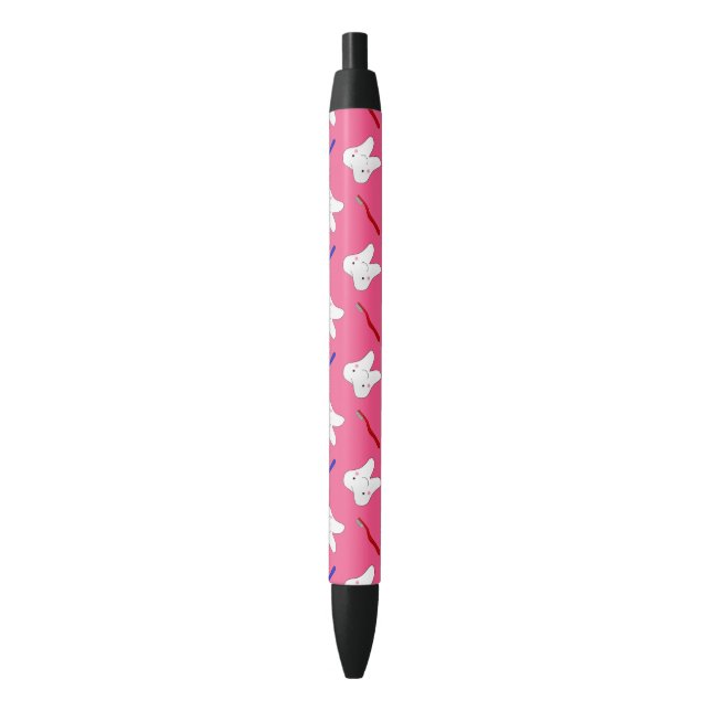 Stylo Noir Toothburshes et motif roses mignons de dents (devant Vertical)