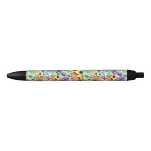 Stylo Noir Tortue de mer Bébé heureux et mignonne personnage