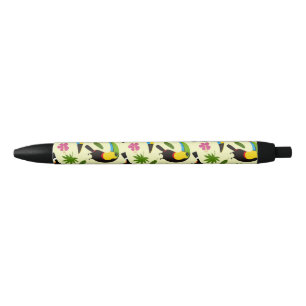 Stylo Noir Toucan Tropical Summer Motif - Jaune