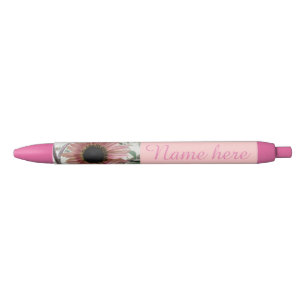 Stylo Noir Tournesol rose pâle Personnalisé