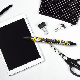 Stylo Noir Tournesol Rustique Pays Vache Imprimer