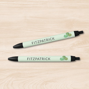Stylo Noir Trèfle vert personnalisé Patrimoine irlandais