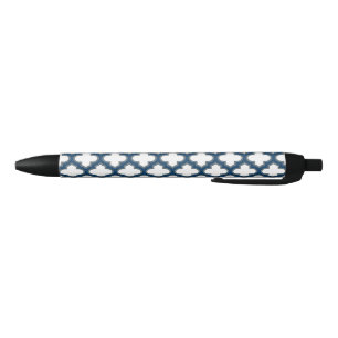 Stylo Noir Trellis bleu blanc et marine, treillis, Quatrefoil