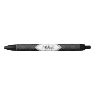 Stylo Noir Trendy noir blanc tartan Personnaliser Monogramme