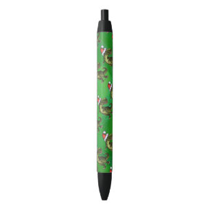 Stylo Noir TRex à Santa Hat sur Green