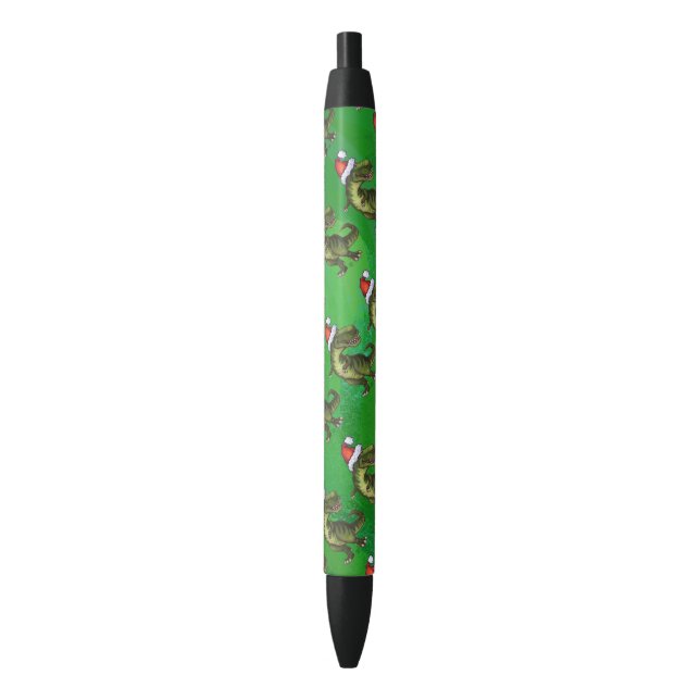 Stylo Noir TRex à Santa Hat sur Green (devant Vertical)
