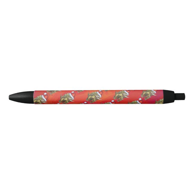 Stylo Noir Tricératops Noël En Rouge (Devant)