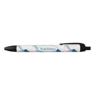 Stylo Noir Troène australien oiseaux aquarelle nom de garçons