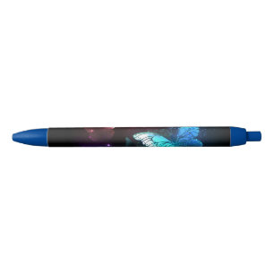 Stylo Noir Trois papillons brillants sur l'arrière - plan de
