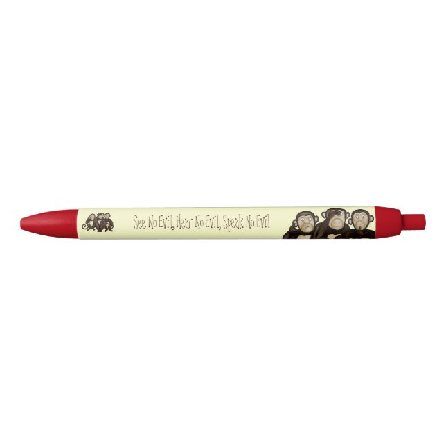 Stylo Noir Trois singes sages (Devant)