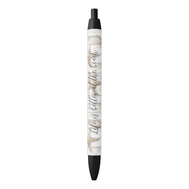 Stylo Noir Tropical Ocean Beach Starfish (devant Vertical)