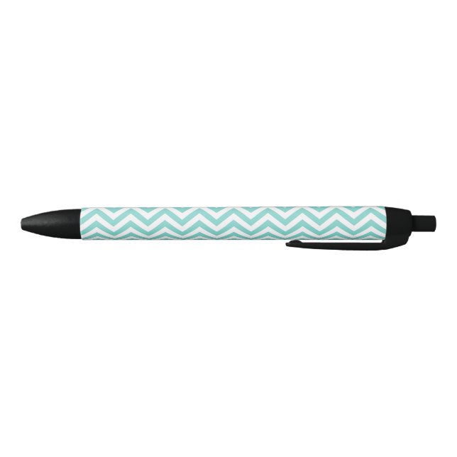 Stylo Noir Turquoise Aqua White Large Chevron ZigZag (Bas)