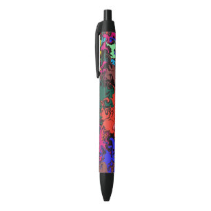 Stylo Noir Twirls colorés Abstraits /