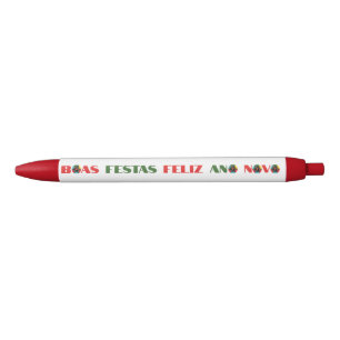 Stylo Noir Typographie minimaliste Salutations de Noël portug