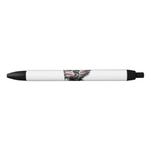 Stylo Noir Un pompier américain.Drapeau des Etats-Unis.