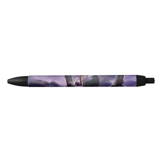 Stylo Noir Une fée et un loup sombre (Devant)