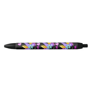 Stylo Noir Unicorne, Fille d'anniversaire, fête d'anniversair