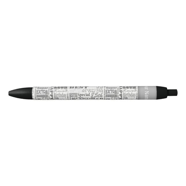 Stylo Noir Unique 85e anniversaire fête cadeaux personnalisés (Devant)