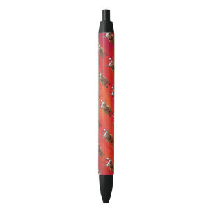 Stylo Noir Vache Highland à Santa Hat Motif sur Red