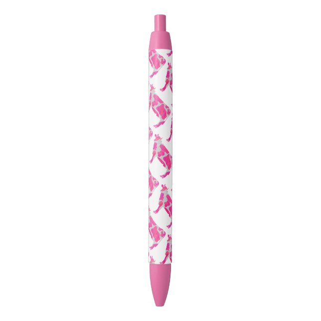 Stylo Noir Vache rose et blanc Silhouette (devant Vertical)