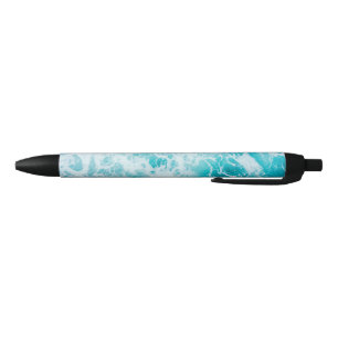 Stylo Noir Vagues tropicales de l'océan bleu
