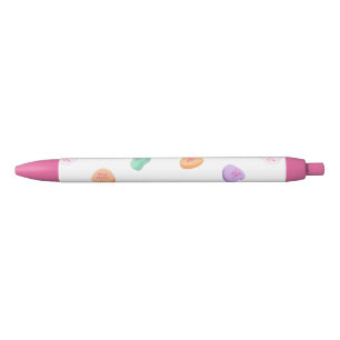 Stylo Noir Valentines Day Candy Hearts Motif