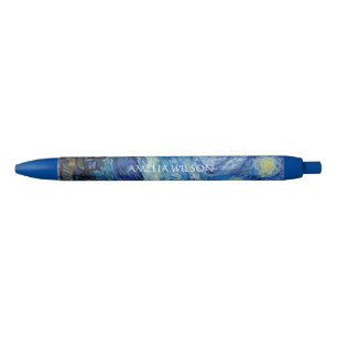 Stylo Noir Van Gogh – La Nuit étoilée – Texte personnalisé