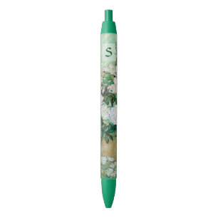 Stylo Noir Van Gogh Vase avec roses roses roses Vintages Mono