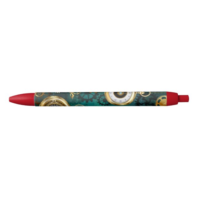 Stylo Noir Veille bijoux Steampunk sur un Arrière - plan vert (Devant)