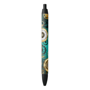 Stylo Noir Veille bijoux Steampunk sur un Arrière - plan vert