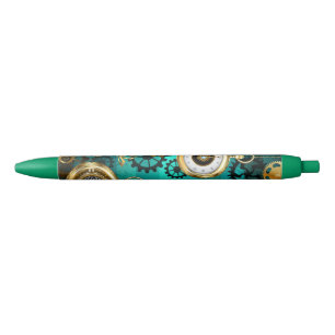 Stylo Noir Veille bijoux Steampunk sur un Arrière - plan vert