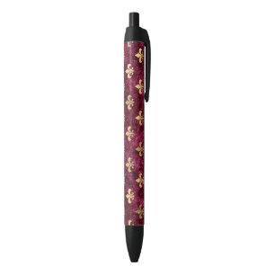 Stylo Noir Velours Rouge Fleur de Lis Mardi Gras La Nouvelle-