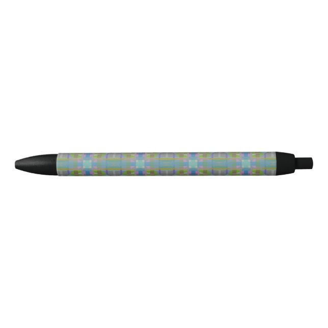 Stylo Noir Vert bleu violet géométrique (Devant)