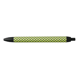 Stylo Noir Vert et gris À damiers Motif
