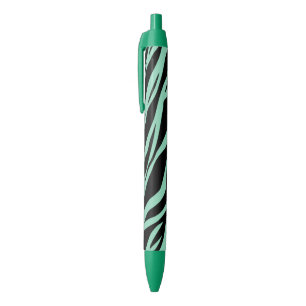 Stylo Noir Vert Menthe Rayé Zèbre