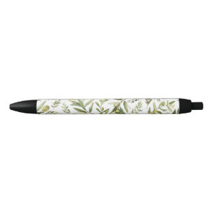 Stylo Noir Vert sauge aquarelle Chic Country Français Olives
