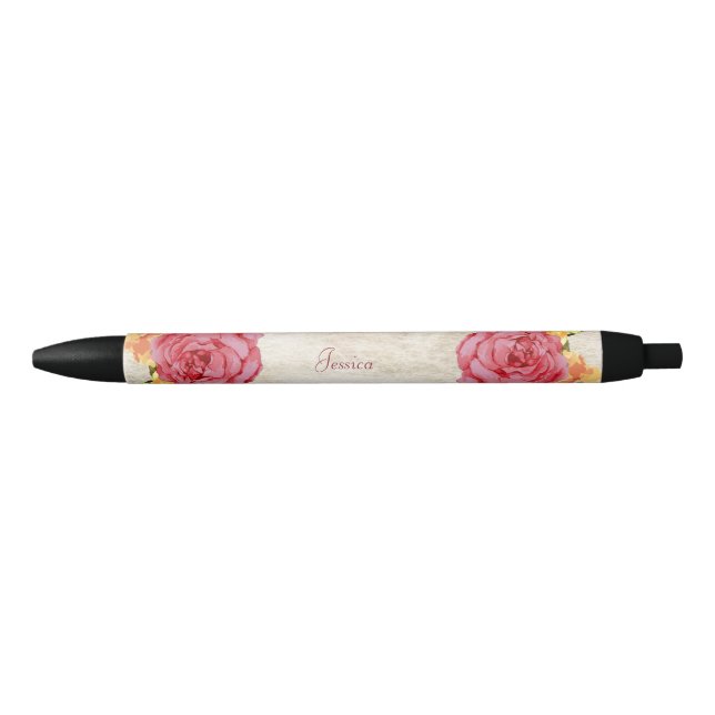 Stylo Noir Vibrant s'est levé, le pays floral (Devant)