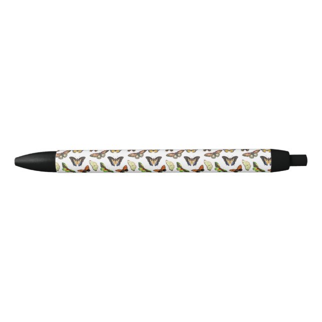 Stylo Noir Vintage Butterflies (Devant)