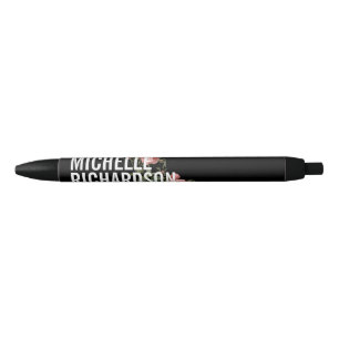 Stylo Noir Vintage Floral Texte en gras sur noir