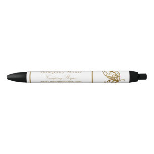 Stylo Noir Vintage Gold Parties scintillant Butterfly Company