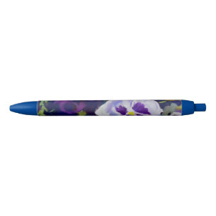 Stylo Noir Violet Rouge Bleu Jaune Orange Fleurs Pansy
