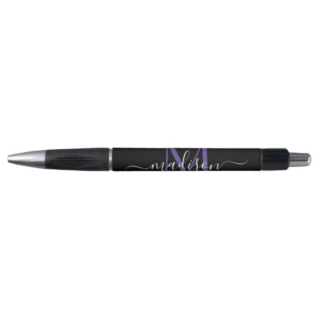 Stylo Noir violet violet Monogramme Nom du script Style (Devant)