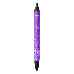 Stylo Noir Violet Violet ombré pailleté personnalisé