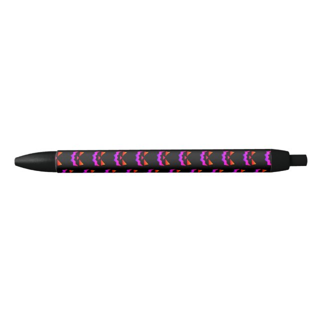Stylo Noir Visage citrouille Jack-o-lanterne brillant (Devant)