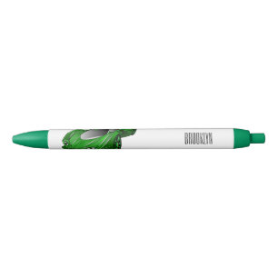 Stylo Noir Voiture de sport verte avec illustration airfos