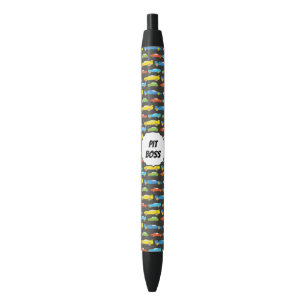 Stylo Noir Voitures de course multicolores sur Noir Personnal