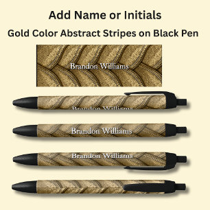 Stylo Noir Votre nom ou vos initiales sur les bandes Abstrait