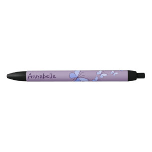 Stylo Noir Votre nom Periwinkle Butterflies Violet