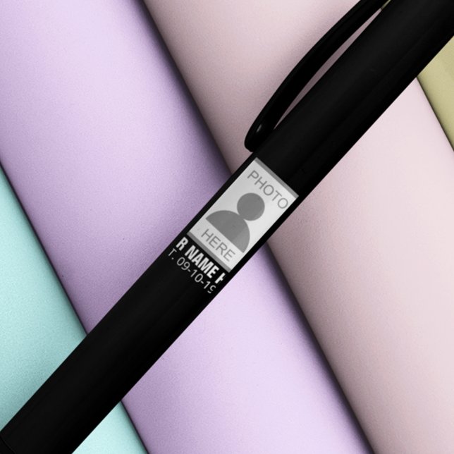 Stylo Noir Votre photo ici Nom et âge (Créateur téléchargé)