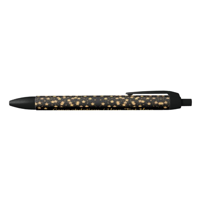 Stylo Noir Votre texte Étoiles Noir/Or Félicitations (Haut)